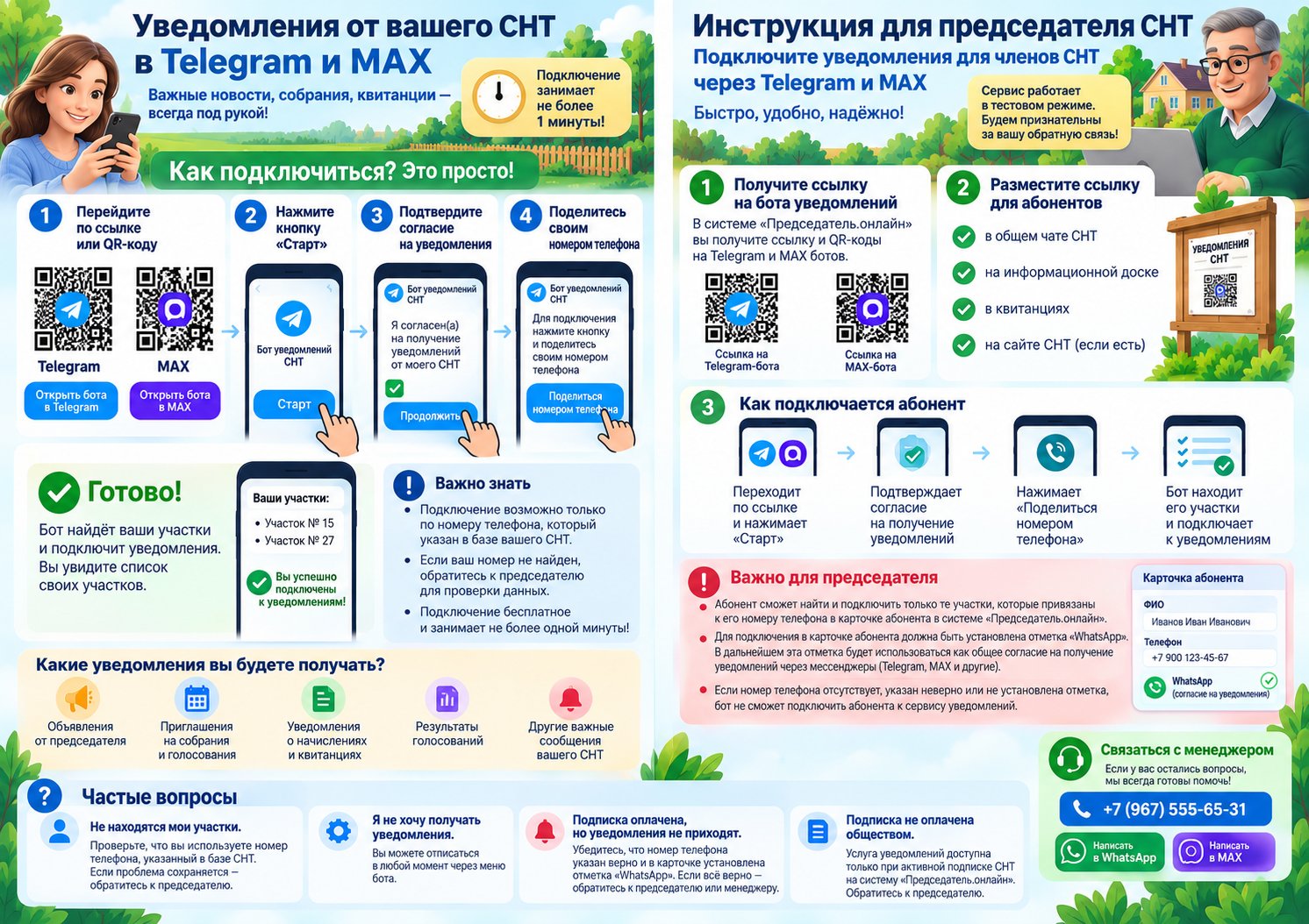 Краткая инструкция: уведомления СНТ в Telegram и MAX